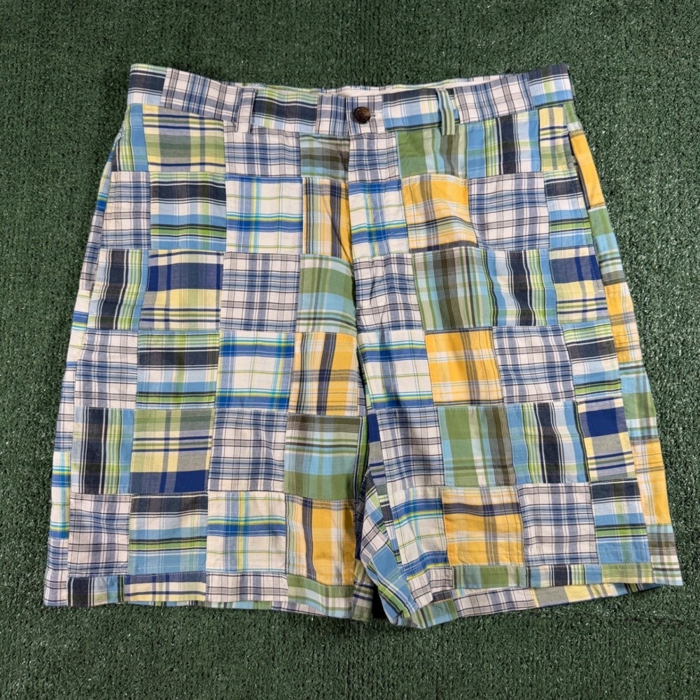 Brooks Brothers Patchwork Madras Shorts Mens 35 Multicolor‎ Good Plaid Cotton